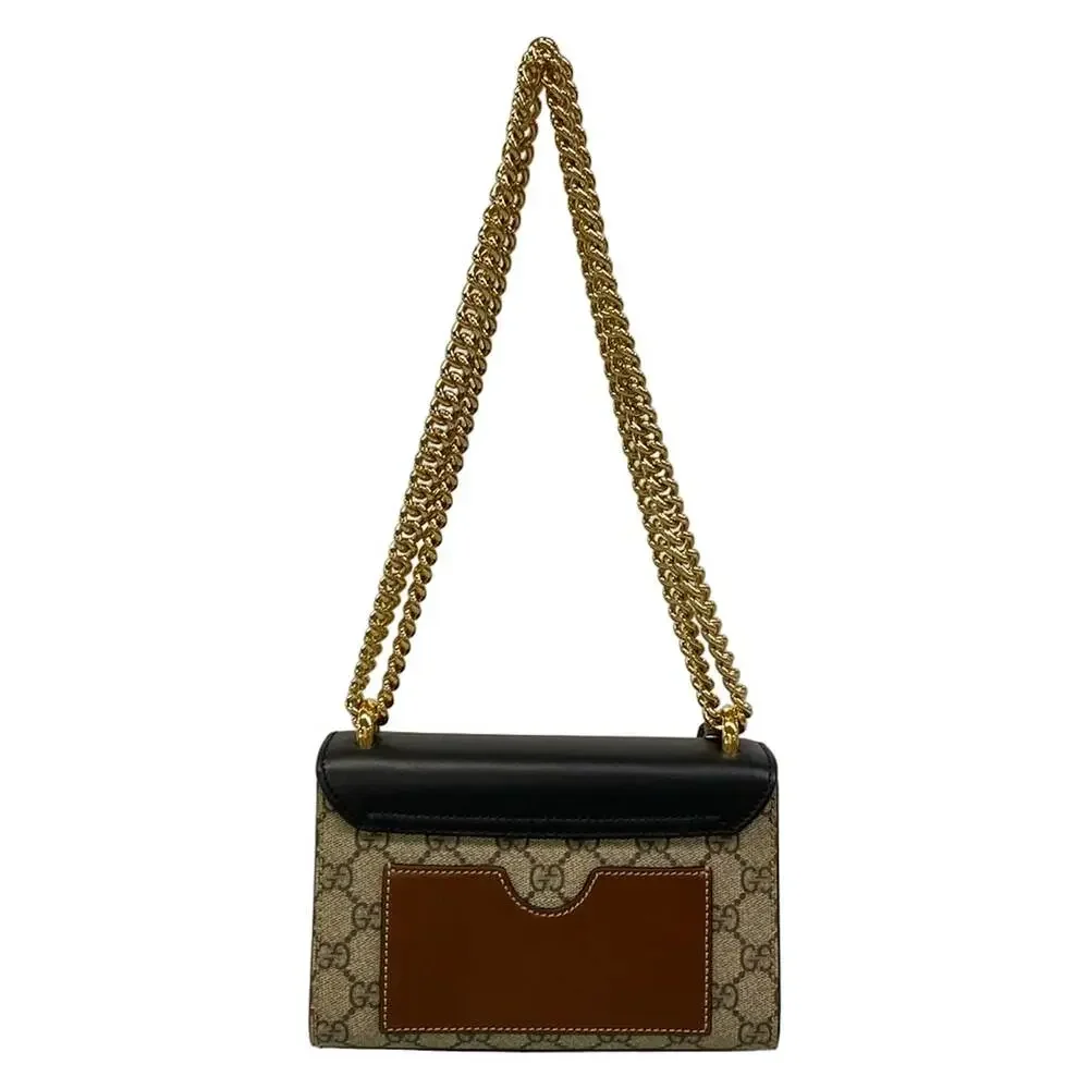 Gucci Padlock Small/Guccitian Shoulder Bag 409487 Black Dark Brown Multi PVC